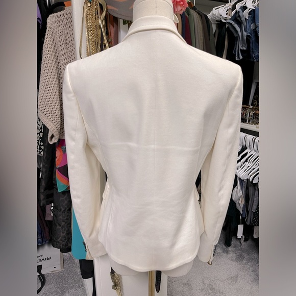 GUCCI ivory white cotton CLASSIC Blazer Jacket 44 (Large) with branded buttons - Picture 4 of 10